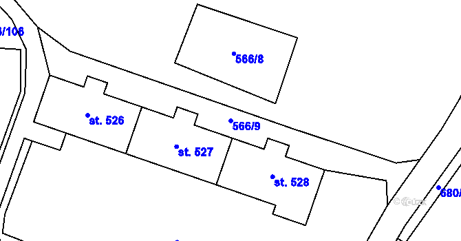 Parcela st. 566/9 v KÚ Hamr u Litvínova, Katastrální mapa