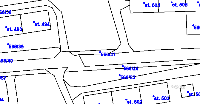 Parcela st. 566/41 v KÚ Hamr u Litvínova, Katastrální mapa