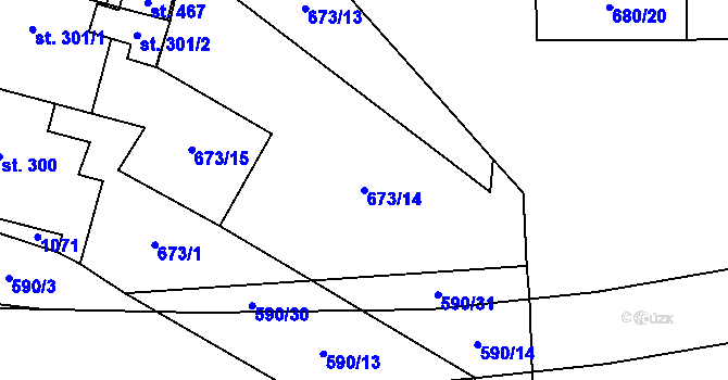 Parcela st. 673/14 v KÚ Hamr u Litvínova, Katastrální mapa