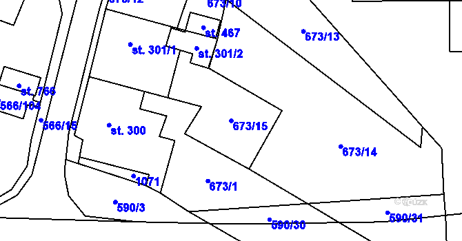Parcela st. 673/15 v KÚ Hamr u Litvínova, Katastrální mapa