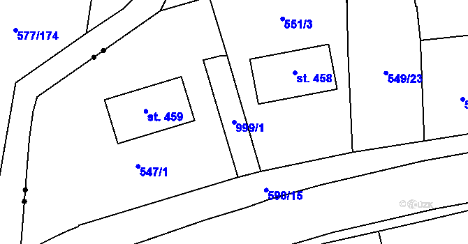 Parcela st. 999/1 v KÚ Hamr u Litvínova, Katastrální mapa