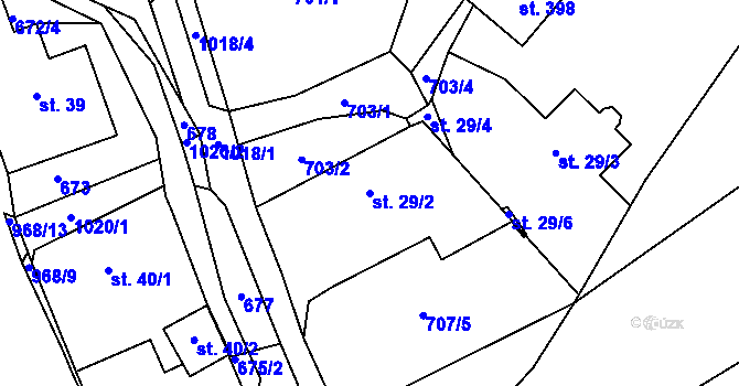 Parcela st. 29/2 v KÚ Janov u Litvínova, Katastrální mapa