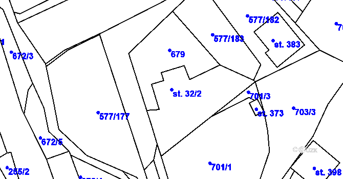 Parcela st. 32/2 v KÚ Janov u Litvínova, Katastrální mapa