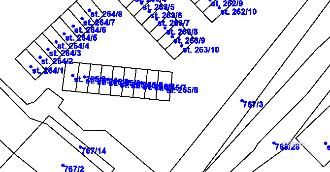 Parcela st. 265/8 v KÚ Janov u Litvínova, Katastrální mapa