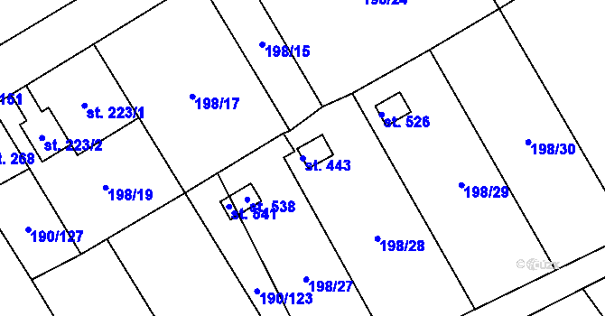 Parcela st. 443 v KÚ Janov u Litvínova, Katastrální mapa