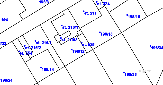 Parcela st. 529 v KÚ Janov u Litvínova, Katastrální mapa