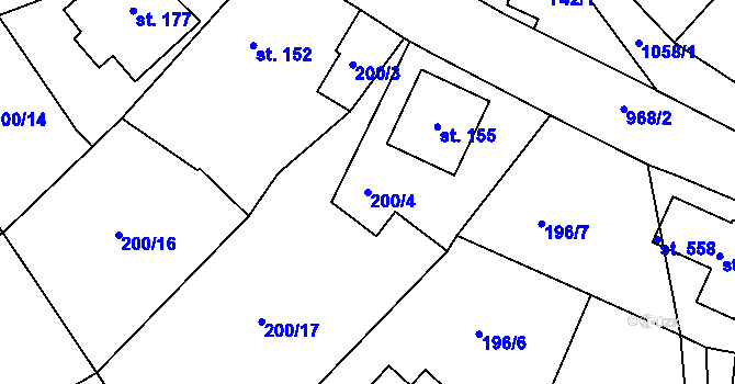 Parcela st. 200/4 v KÚ Janov u Litvínova, Katastrální mapa
