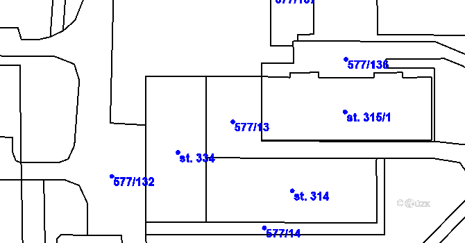 Parcela st. 577/13 v KÚ Janov u Litvínova, Katastrální mapa
