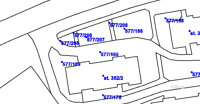 Parcela st. 577/165 v KÚ Janov u Litvínova, Katastrální mapa