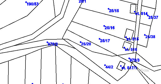 Parcela st. 25/20 v KÚ Janov u Litvínova, Katastrální mapa