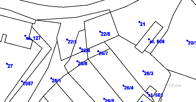 Parcela st. 26/7 v KÚ Janov u Litvínova, Katastrální mapa