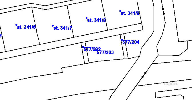 Parcela st. 577/203 v KÚ Janov u Litvínova, Katastrální mapa