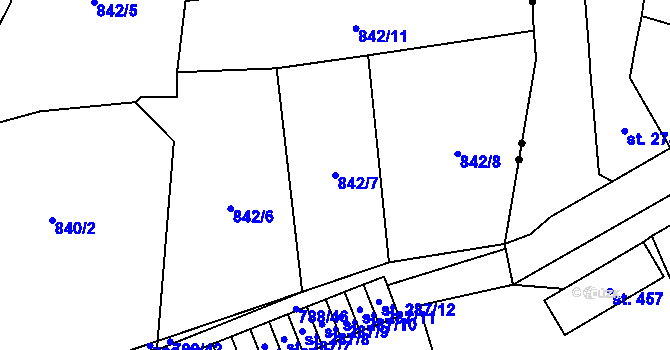 Parcela st. 842/7 v KÚ Janov u Litvínova, Katastrální mapa