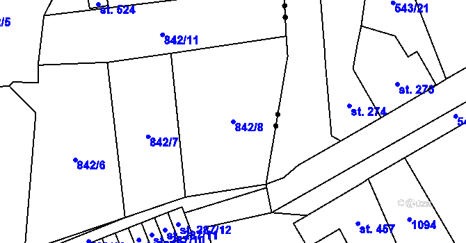 Parcela st. 842/8 v KÚ Janov u Litvínova, Katastrální mapa