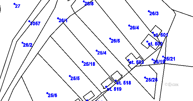 Parcela st. 25/4 v KÚ Janov u Litvínova, Katastrální mapa