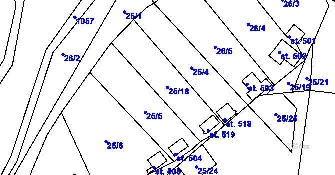 Parcela st. 25/18 v KÚ Janov u Litvínova, Katastrální mapa