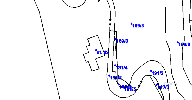 Parcela st. 42 v KÚ Křížatky, Katastrální mapa