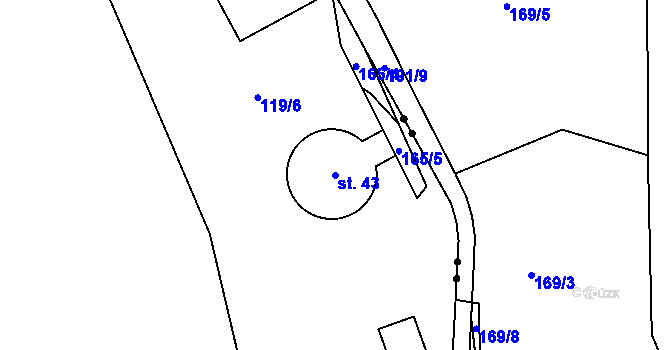 Parcela st. 43 v KÚ Křížatky, Katastrální mapa