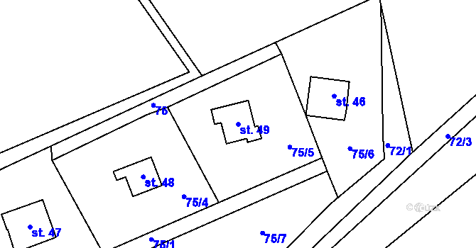 Parcela st. 49 v KÚ Křížatky, Katastrální mapa