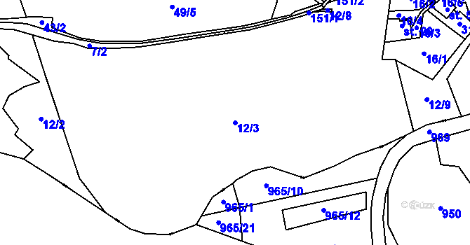 Parcela st. 12/3 v KÚ Křížatky, Katastrální mapa