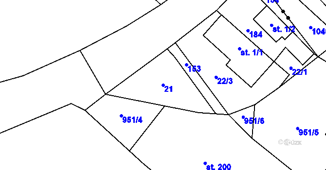 Parcela st. 21 v KÚ Křížatky, Katastrální mapa