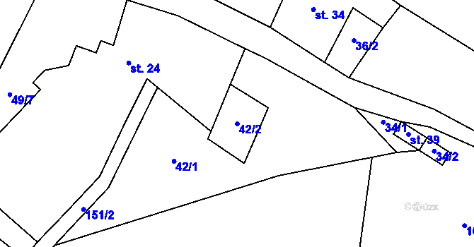 Parcela st. 42/2 v KÚ Křížatky, Katastrální mapa