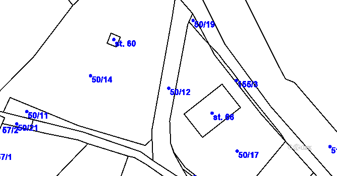 Parcela st. 50/12 v KÚ Křížatky, Katastrální mapa
