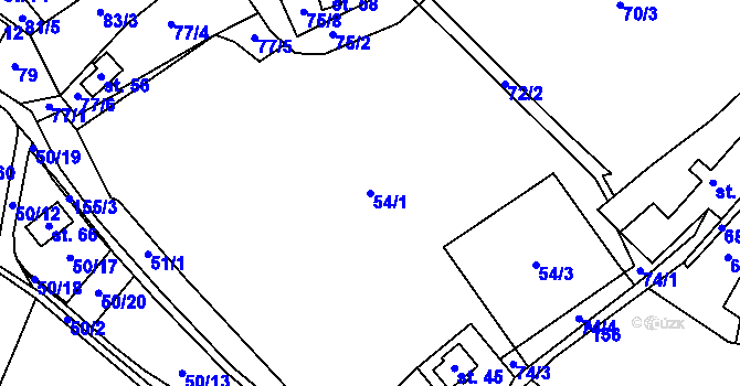 Parcela st. 54/1 v KÚ Křížatky, Katastrální mapa