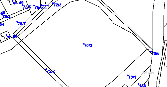 Parcela st. 70/3 v KÚ Křížatky, Katastrální mapa