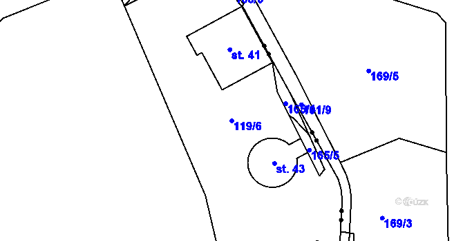 Parcela st. 119/6 v KÚ Křížatky, Katastrální mapa