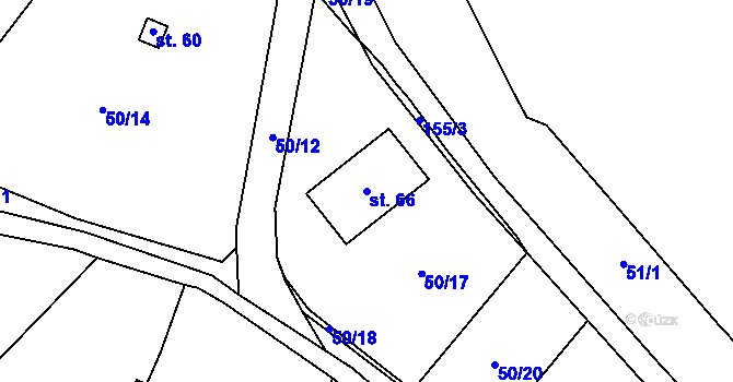 Parcela st. 66 v KÚ Křížatky, Katastrální mapa
