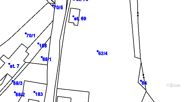 Parcela st. 62/4 v KÚ Křížatky, Katastrální mapa