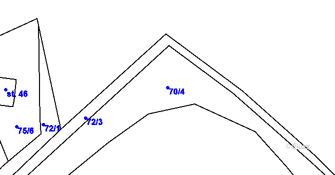 Parcela st. 70/4 v KÚ Křížatky, Katastrální mapa