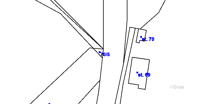 Parcela st. 70/5 v KÚ Křížatky, Katastrální mapa