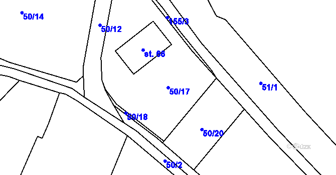 Parcela st. 50/17 v KÚ Křížatky, Katastrální mapa