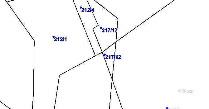 Parcela st. 217/12 v KÚ Hamry u Hlinska, Katastrální mapa
