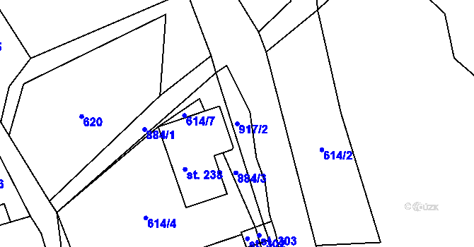 Parcela st. 917/2 v KÚ Hamry u Hlinska, Katastrální mapa