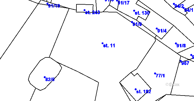 Parcela st. 11 v KÚ Hamry u Hlinska, Katastrální mapa