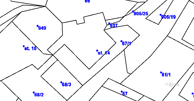 Parcela st. 14 v KÚ Hamry u Hlinska, Katastrální mapa