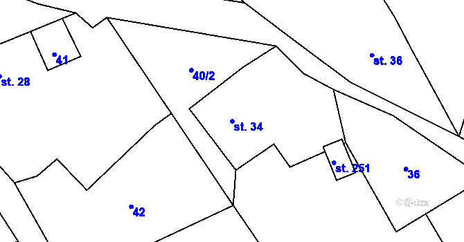 Parcela st. 34 v KÚ Hamry u Hlinska, Katastrální mapa