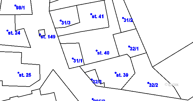 Parcela st. 40 v KÚ Hamry u Hlinska, Katastrální mapa