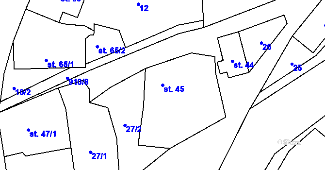 Parcela st. 45 v KÚ Hamry u Hlinska, Katastrální mapa