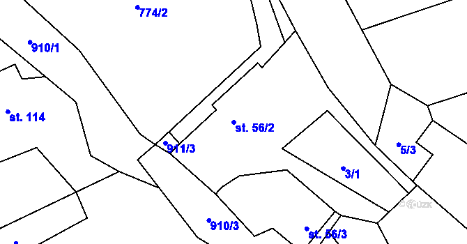 Parcela st. 56/2 v KÚ Hamry u Hlinska, Katastrální mapa