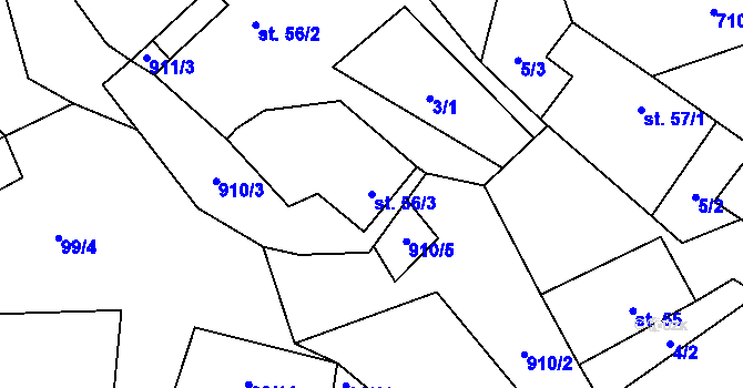 Parcela st. 56/3 v KÚ Hamry u Hlinska, Katastrální mapa