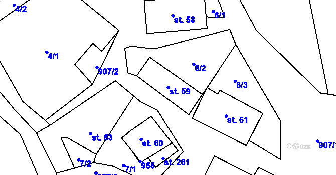 Parcela st. 59 v KÚ Hamry u Hlinska, Katastrální mapa