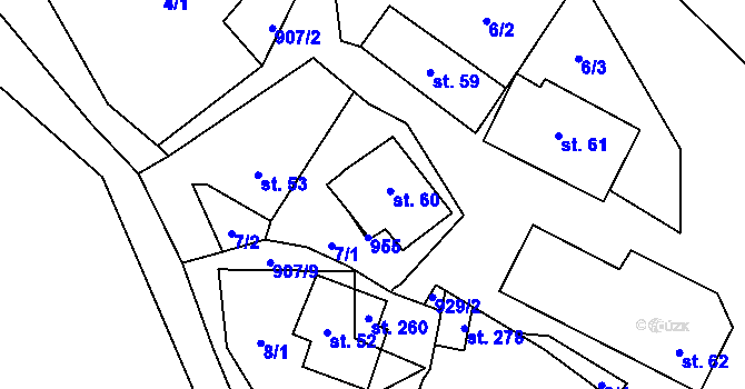 Parcela st. 60 v KÚ Hamry u Hlinska, Katastrální mapa