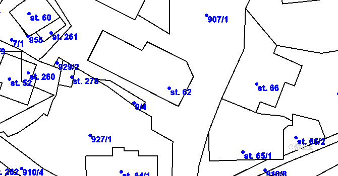 Parcela st. 62 v KÚ Hamry u Hlinska, Katastrální mapa