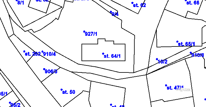 Parcela st. 64/1 v KÚ Hamry u Hlinska, Katastrální mapa