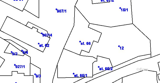Parcela st. 66 v KÚ Hamry u Hlinska, Katastrální mapa