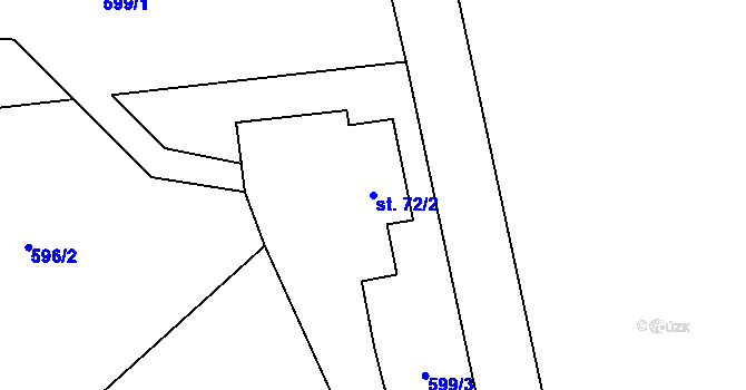 Parcela st. 72/2 v KÚ Hamry u Hlinska, Katastrální mapa